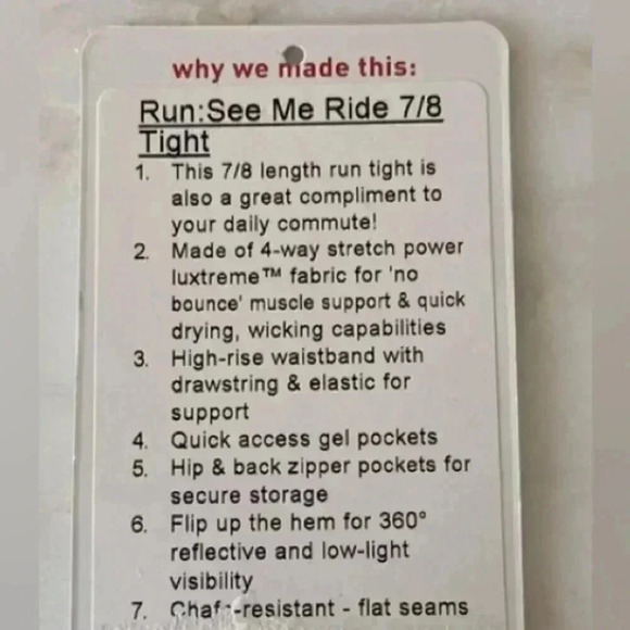 Lululemon Run See Me ride 7/8 heathered coal lightweight casual yoga tights 8 - Picture 4 of 4